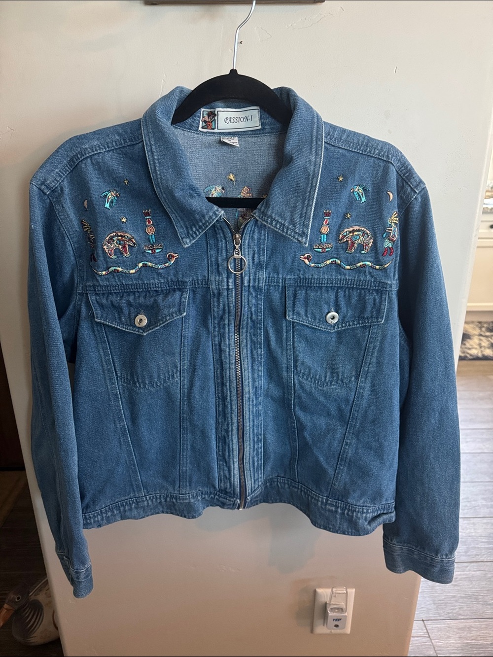 Women's Embroidered Blue Denim Jean Jacket